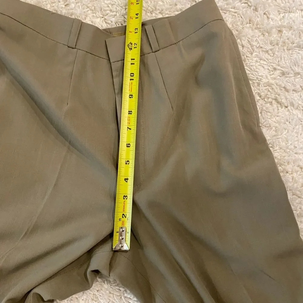 Bespoke Olive Green Pleated Trousers High Waisted Dress Pants Suit Separate M